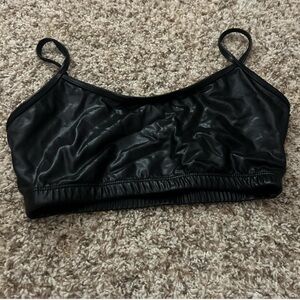 Black real Leather Bralette